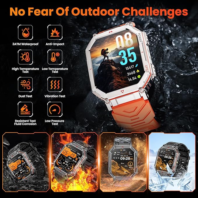 Military Smart Watch for Men with GPS/Compass，GPT Voice Assistant，Smartwatch with LED Flashlight，2.01"HD Display Bluetooth Call，Fitness Tracke with Multiple sports Modes，Compatible with Android & iOS