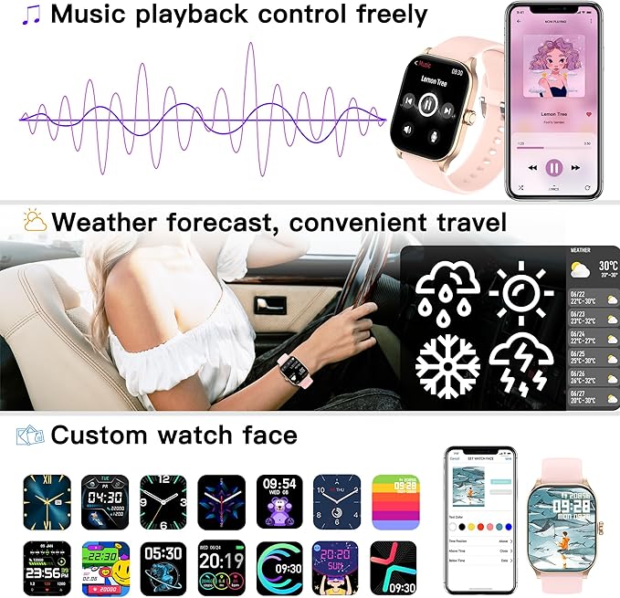 Smart Watch (Answer/Make Call), 1.85" Smartwatch for Android Phones and iPhone with Heart Rate,Sleep Monitor,Pedometer, 100+Sports Fitness Watch, IP68 Waterproof Fitness Tracker for Men Women