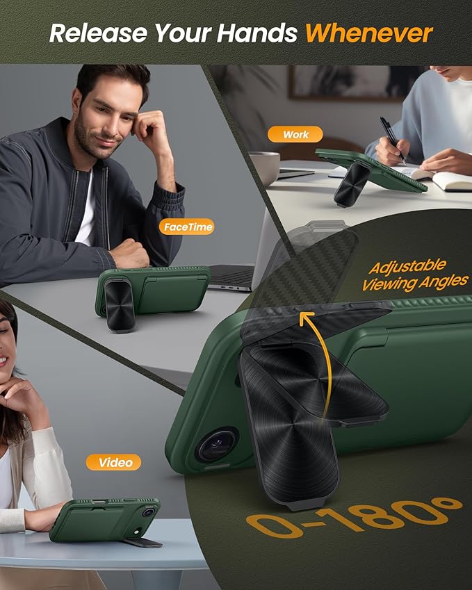 for iPhone Air Case Wallet with Stand, Built-in Card Holder & Camera Cover, Military Grade Drop Protection Raised Edge Rugged Hard Protective Phone Cover Case for iPhone Air 6.5" 2025, Green