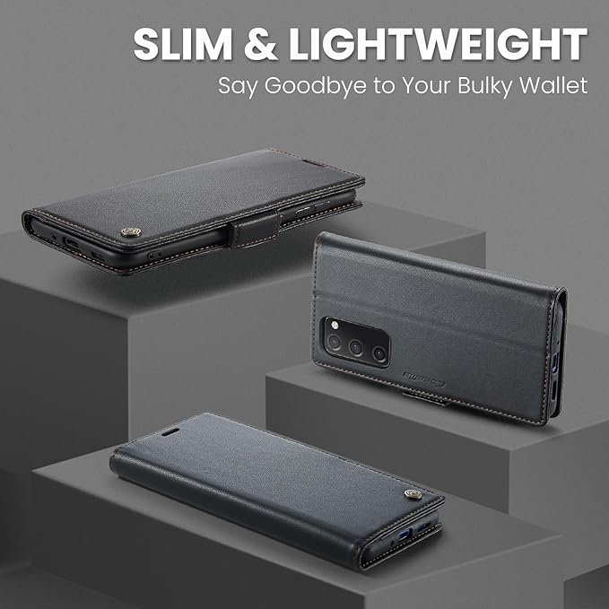 AUPAI for Samsung Galaxy S20 FE Wallet Case with Credit Card Holder, PU Leather RFID Blocking Folio Flip Kickstand Magnetic Clasp Protective Phone Cover for Women Men Black