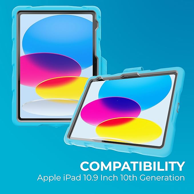 Gumdrop Hideaway iPad Case w/Stand Fits ONLY iPad 11th Generation |A16| & 10th Gen (10.9) inch Rugged Shockproof Reliable & Drop Tested for Kids K-12 Students Teachers Classrooms & School Use - Blue