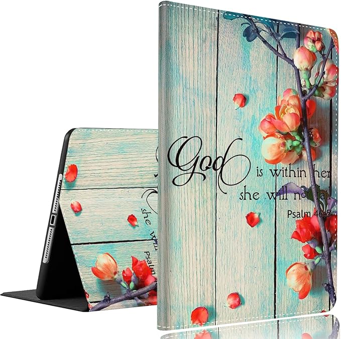 Samsung Galaxy Tab A9 Plus 11 inch Case 2023，Slim Fit Foldable Standing Cover Case with Auto Sleep/Wake for Galaxy Tab A9+ 11’2023 Model (SM-X210/X216/X218)，Psalm 46-5 Red Flowers