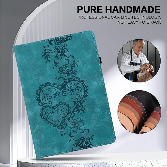 Case for Lenovo Yoga Tab Plus 12.7" 2025 PU Leather Flip Folio Tablet Case with Elastic Band & Card Slots/Holder, Multi-Angle Viewing Stand Cover, Green