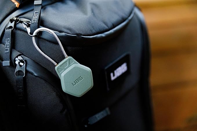 URBAN ARMOR GEAR UAG Compatible with AirTag Case Civilian - Hard Shell Lock Case Holder Keychain with Wire Cable for Keys, Luggage & Bags, Anti-Lost Ultra Secure GPS Protective Cover, Olive Drab