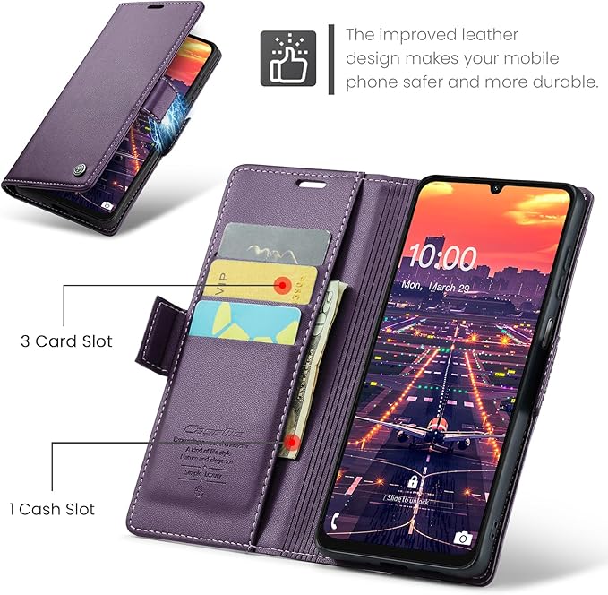 for Samsung Galaxy A16 5G/4G Case, Premium PU Leather Wallet Case Flip Cover with [RFID Blocking][Card Holder][Stand Function] Shockproof Protective for Samsung Galaxy A16, Purple