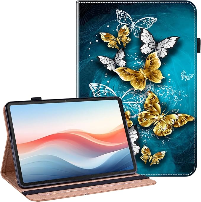 Case for Samsung Galaxy Tab S11 Ultra 2025/S10 Ultra 2024/S9 Ultra 2023 14.6 Inch (SM-X930/X936B) Tablet with Pencil Holder, Multiangle Stand Wallet Design Cover, Green Butterfly