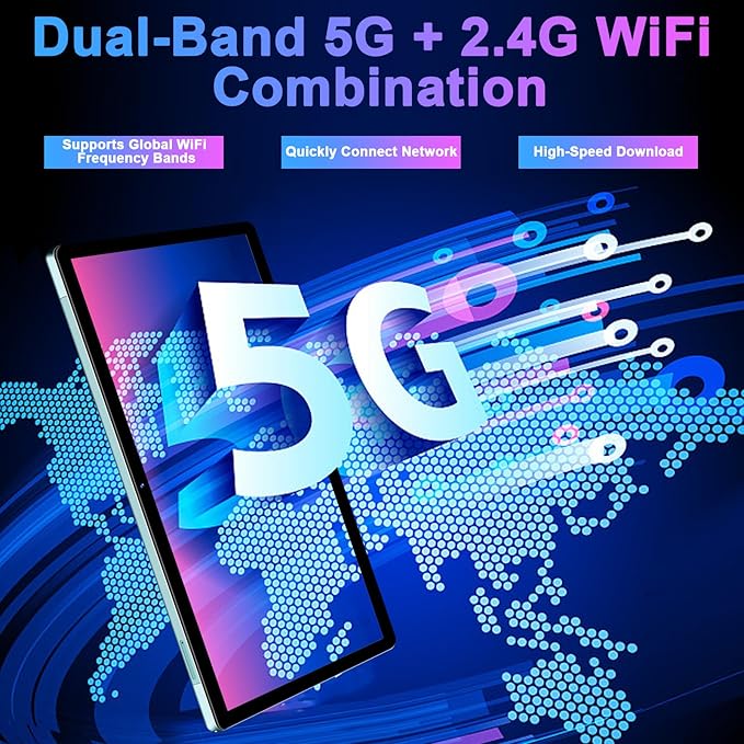 Tablet 10 inch Android 13 Octa-Core 2.0 GHz, 2 in 1 Tablet 14GB RAM 128GB ROM TF 1TB, 5+8MP Camera, 8000mAh Battery, 5G WiFi, Bluetooth 5.0, HD IPS Screen with Keyboard and Mouse, Green