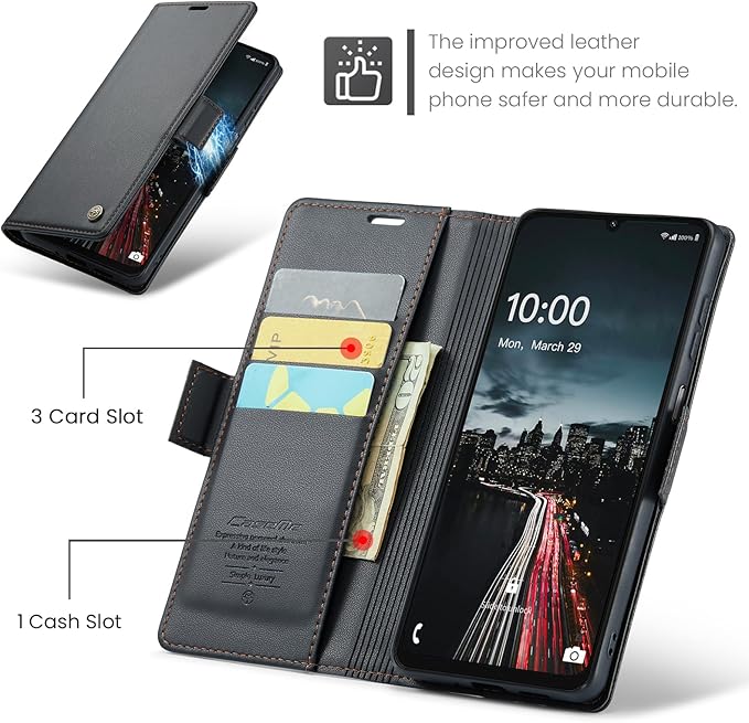 for Samsung Galaxy A16 5G/4G Case, Premium PU Leather Wallet Case Flip Cover with [RFID Blocking][Card Holder][Stand Function] Shockproof Protective for Samsung Galaxy A16, Black