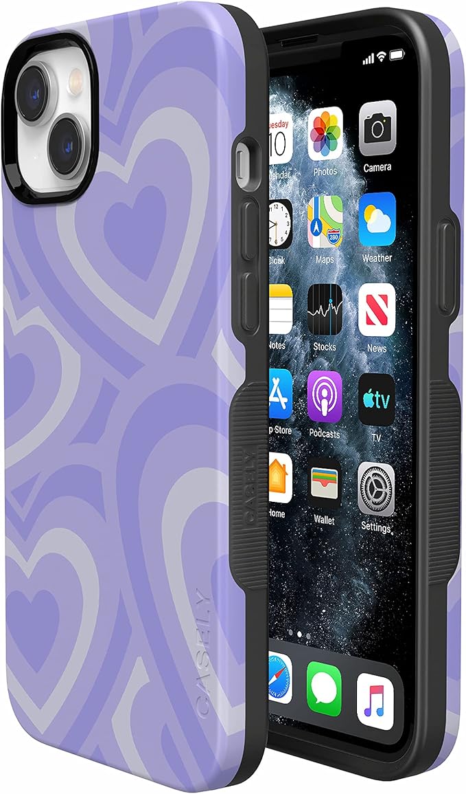 Casely iPhone 14 Case | Love Song | Lavender Heart | Compatible with MagSafe | Bold Protective Design