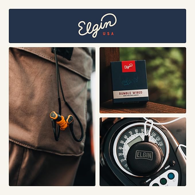 Elgin Rumble Wired Earplug Headphones, 27 dB NRR Waterproof Hearing Protection Earbuds w/Noise-Isolating Mic & in-Line Controller, OSHA Compliant, ANSI Certified, Kevlar Reinforced Cable, IP67, USB-C