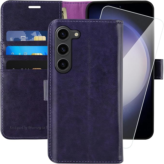 MONASAY Wallet Case Compatible for Galaxy S23+Plus 5G,[RFID Blocking] Flip Folio Leather Cell Phone Cover with Credit Card Holder，6.6 inch, Purple