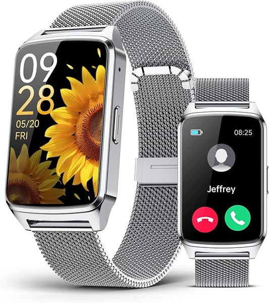 Fitness Tracker Watch for Women Men, Step Counter Compatible with iPhone Android, IP68 Waterproof Activity Tracker with Calorie and Sleep Monitor, Sports Modes Pedometer Smartwatch (Silver, 1.57)