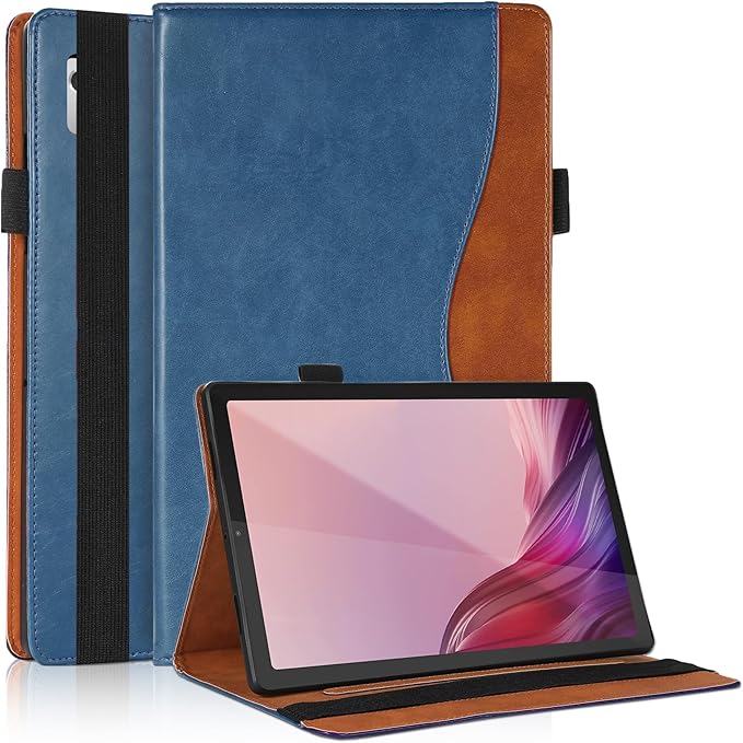 for Lenovo Tab M9 Case 9.0 inch (TB-310FU, 2023 Released) Business PU Leather Multi-Angle Stand Flip Case with Pencil Holder Card Slot for Lenovo Tab M9 9" Android Tablet-Turquoise