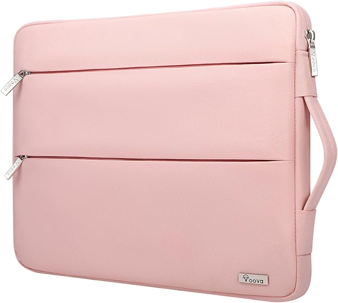 Voova 13 13.6 Inch Laptop Sleeve Case Compatible with MacBook Air 13 M1/M2/M3/M4 2020-2025, MacBook Pro 13/14, IPad Air/Pro 13, Waterproof Slim Computer Bag Cover with Handle, Sakura Pink
