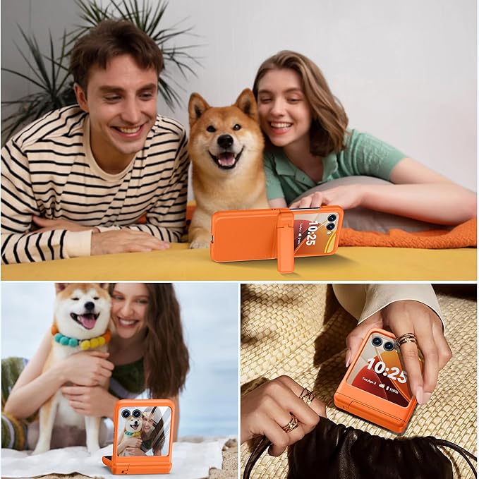 Oterkin Magnetic for Samsung Galaxy Z Flip 7 Case with [Built-in Screen Protector & Hinge Protection][Foldable Invisiable Stand] Military Grade Shockproof Full Body Protection Case for Galaxy Z Flip 7