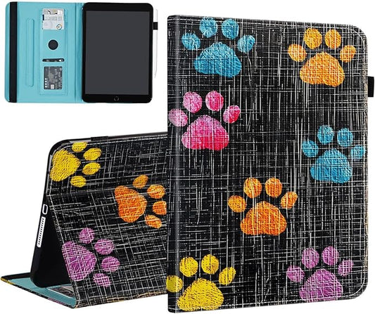 Case for Samsung Galaxy Tab S9 FE 5G 10.9 Inch/Galaxy Tab S9 11 Inch 2023,Card Slot PU Leather TPU Case Pen Holder Auto Wake Sleep,Colorful Paw