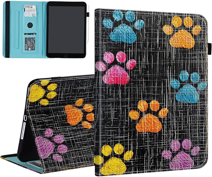 Case for Samsung Galaxy Tab A9 Plus/A9+ 5G 11 Inch 2023 Model (SM-X210/X216/X218),Card Slot PU Leather TPU Case Pen Holder Auto Wake Sleep,Colorful Paw