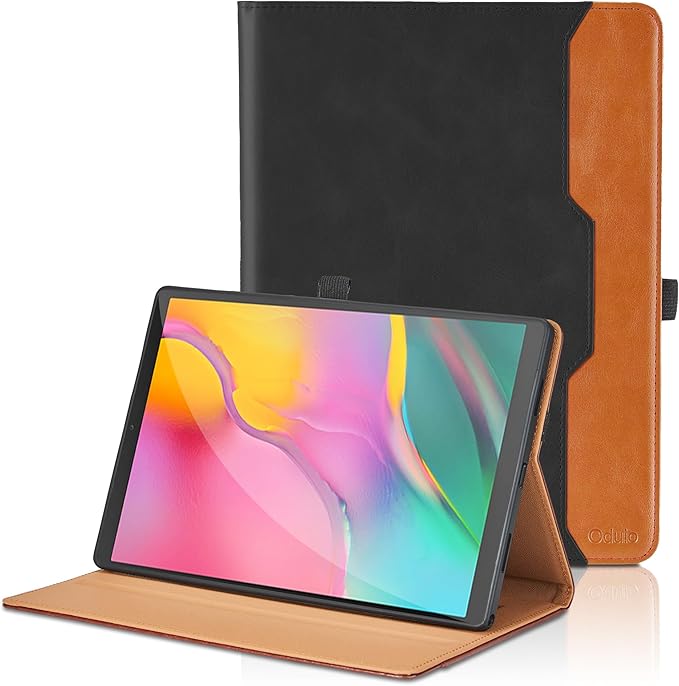 Case for Samsung Galaxy Tab A 10.1 2019 (SM-T510/T515) - PU Leather Business Folio Protective Case with Hand Strap and Pocket, Black