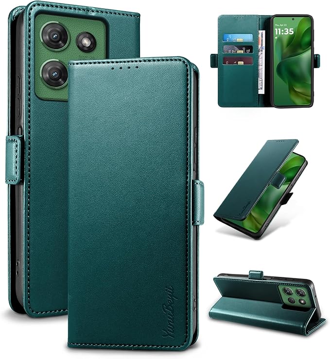 Wallet Flip Case for Moto G Power/Play (2025) - [RFID Blocking] Luxury PU Leather Card Holder Magnetic Phone Cover with Kickstand,Shockproof Protective Case,Green