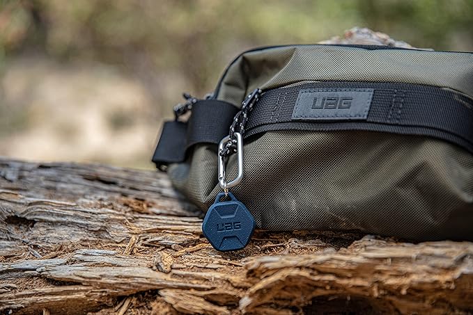 URBAN ARMOR GEAR UAG Compatible with AirTag Case Scout Rugged Anti-Scratch Lightweight Silicone Protective Cover Holder with Carabiner Attachment for Keys, Pets, Backpacks - Olive