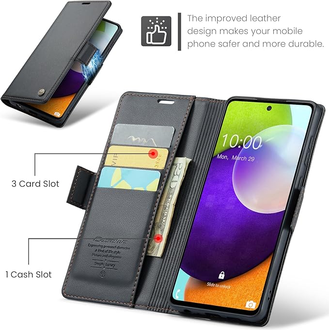 for Samsung Galaxy A52 4G/5G Case, Premium PU Leather Wallet Case Flip Cover with [RFID Blocking][Card Holder][Stand Function] for Samsung Galaxy A52 (5G/4G)/A52s 5G, Black