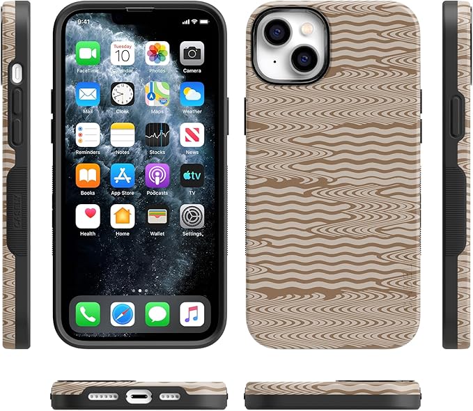 Casely iPhone 14 Case | Mocha Ripple | Brown Waves | Compatible with MagSafe | Bold Protective Design