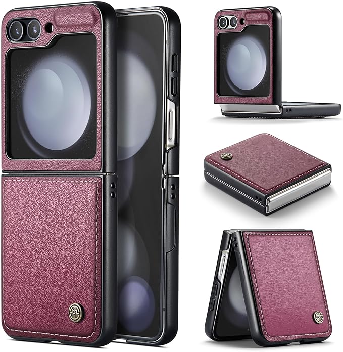 for Samsung Galaxy Z Flip 5 Case, Premium PU Leather Case Anti Scratch Slim Phone Shockproof Protective Phone Cover for Samsung Galaxy Z Flip5, Red