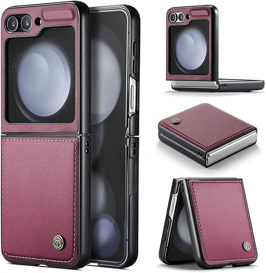 for Samsung Galaxy Z Flip 5 Case, Premium PU Leather Case Anti Scratch Slim Phone Shockproof Protective Phone Cover for Samsung Galaxy Z Flip5, Red