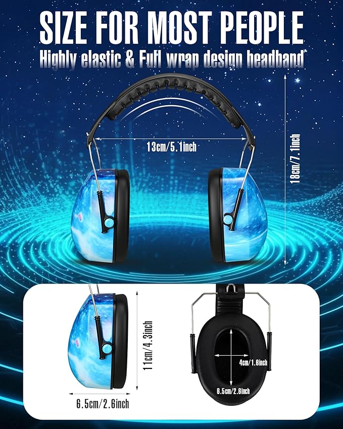 12 Pcs Hearing Protection Ear Muffs NRR 28dB Noise Reduction Headphones Shooting Ear Protection Earmuffs (Starry Sky Blue)