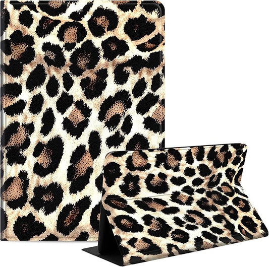 Case for Samsung Galaxy Tab A9 8.7-Inch 2023, Slim PU Leather Stand Cover with Auto Wake/Sleep, Multi-Angle Viewing & Shockproof, Leopard Print 02