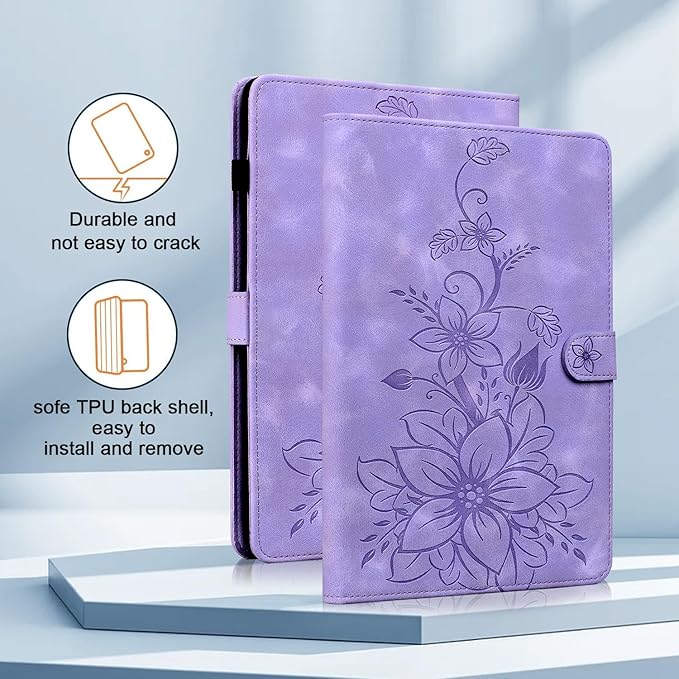 Case for Samsung Galaxy Tab A9+/ A9 Plus 11 inch 2023 SM-X210/ X215/ X216, Magnetic Clasp Stand Premium PU Leather Case with Pen Holder for Galaxy Tab A9 Plus Tablet Case, Purple