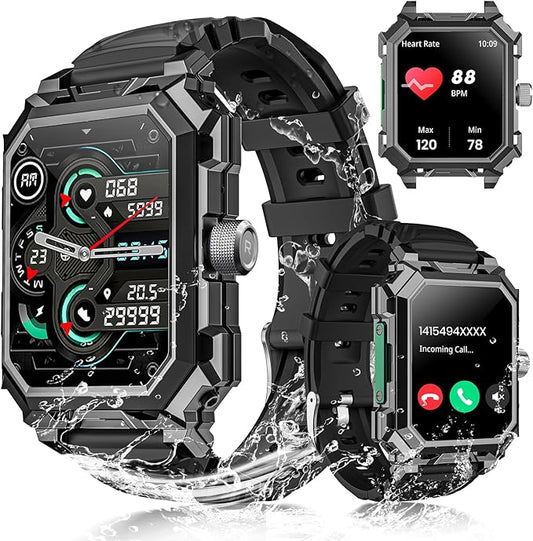 Military Smart Watch for Men(Answer/Make Call),2.06"Large AMOLED 710mAh Battery IP69 Waterproof Smartwatch for Android iPhone Fitness Tracker with Heart Rate/Sleep/Compass/SpO2/120+Sport Modes