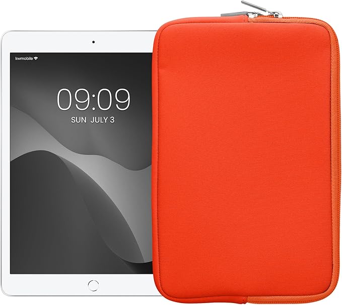 kwmobile Neoprene Pouch Compatible with 8"-8,4" Tablet - Universal Sleeve Case Cover with Zipper for Tablet - Orange