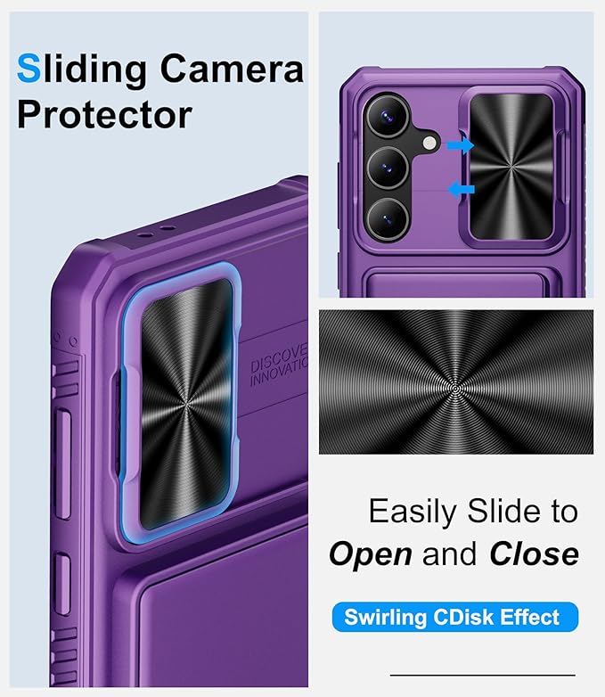 for Samsung Galaxy S25 FE Wallet Case with Camera Cover, Card Holder (4-5 Cards), Military Grade Protection, Heavy Duty Women Men Protective Phone Case for Galaxy S25 FE 6.7" 2025, Dark Purple