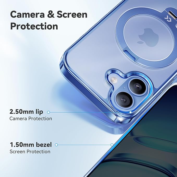 CASEKOO Mist Blue Designed for iPhone 17 Case with 360 Spin Magnetic Stand [Fit for MagSafe][17FT Military Protection] Slim Polished for iPhone 17 Case with Stand 6.3'', Mist Blue