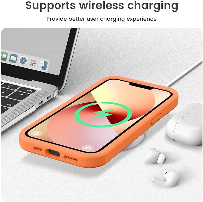 Vooii Compatible with iPhone 13 Case, Liquid Silicone Upgrade [Camera Protection] [Soft Anti-Scratch Microfiber Lining] Shockproof Phone Case for iPhone 13 6.1 inch - Bright Orange