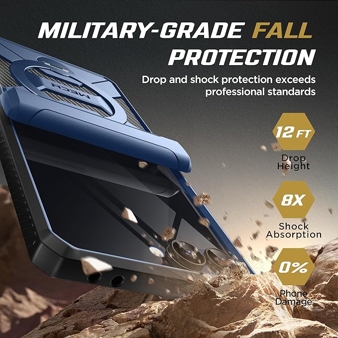 TONGATE 360° Spin Magnetic Stand for Z Flip 7 Case with Privacy Screen Protector, [Compatible with Magsafe] [Anti Spy] Full-Body Shockproof Samsung Galaxy Z Flip 7 Case with Hinge Protection, Blue