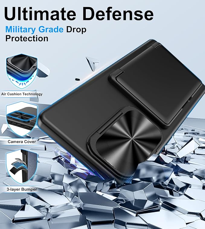 for Samsung Galaxy S25 Ultra Wallet Case with Credit Card Holder (4-5 Cards), Camera Cover Stand & Military Grade Protection, Heavy Duty Men Women Phone Case for Samsung S25 Ultra 6.9", Black