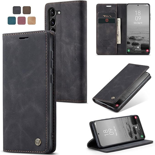 for Samsung Galaxy S23 Plus Case, Flip Wallet Leather Case with Card Holder Magnetic Closure Shockproof Kickstand Protective Phone Cases Cover for Samsung S23 Plus,Black