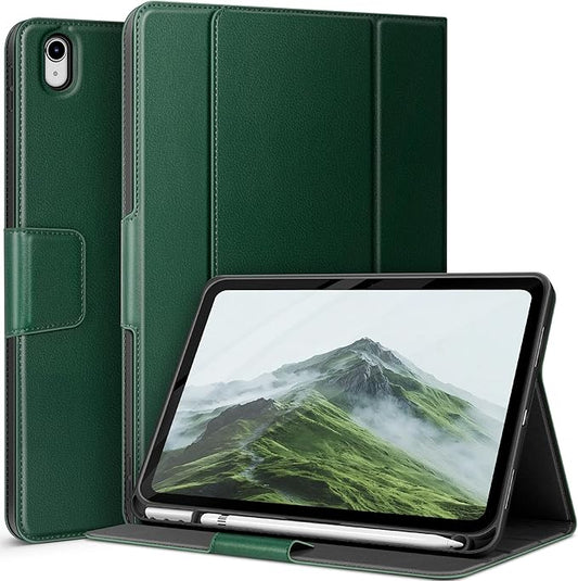 auaua Case for iPad (A16) 11th Generation 11 Inch 2025, iPad 10th Generation 10.9 Inch 2022, with Pencil Holder and Pocket, Typing Angle Muti-Stand Magnetic Closure Auto Sleep/Wake (Green)