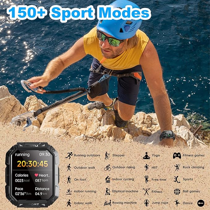 ANNLOV Military Smart Watch for Men, Fitness Watch with Answer/Make Call Outdoor Sports Smartwatch with Heart Rate /SpO2 /Sleep Monitor Compatible with Android and iOS