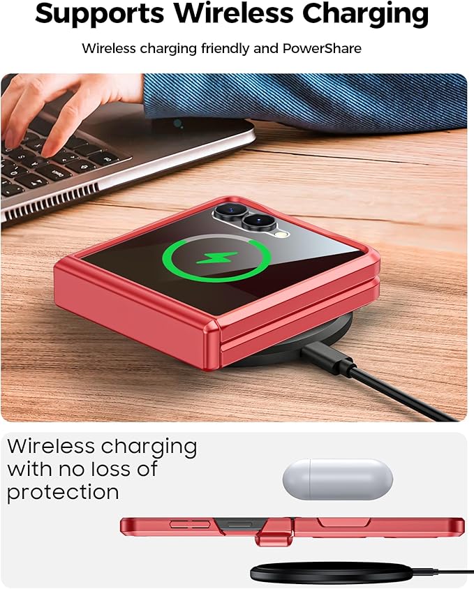 for Samsung Galaxy Z Flip 7 Case,Built-in Privacy Screen Protector&Hinge Protection Shockproof All-Inclusive Smartphone Cover for Samsung Galaxy Z Flip 7(Coral Red)