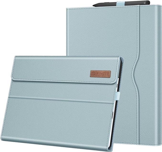 Fintie Case for 13 Inch Microsoft Surface Pro 11/10/9 - Multiple Angle Viewing Portfolio Business Cover with Pocket & Stylus Holder, Compatible with Type Cover Keyboard, Ice Blue