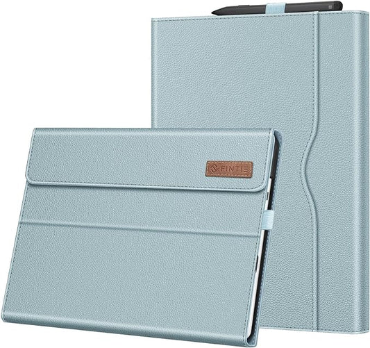Fintie Case for 13 Inch Microsoft Surface Pro 11/10/9 - Multiple Angle Viewing Portfolio Business Cover with Pocket & Stylus Holder, Compatible with Type Cover Keyboard, Ice Blue