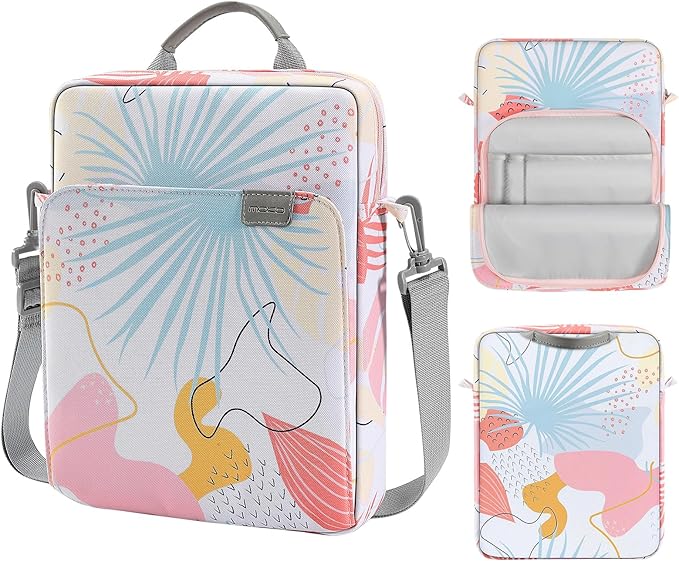 MoKo 13.3-14 Inch Laptop Sleeve Bag Fits MacBook Pro M3/M2 14" 2023, MacBook Pro 13" M2, New MacBook Air 13.6" M3/M2 2024/2022,Tab S8 Ultra 14.6",Handle Carrying Case with Shoulder Strap,Tropical Leaf