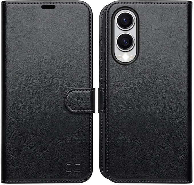 OCASE Compatible with Galaxy S25 Edge Wallet Case, PU Leather Flip Folio Case with Card Holders RFID Blocking Kickstand [Shockproof TPU Inner Shell] Protective Phone Cover 2025, Black