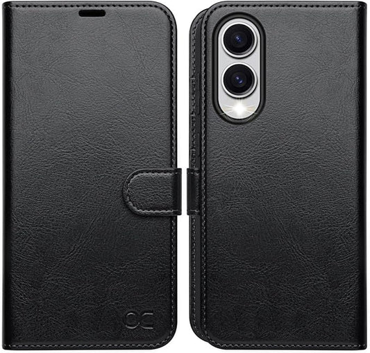 OCASE Compatible with Galaxy S25 Edge Wallet Case, PU Leather Flip Folio Case with Card Holders RFID Blocking Kickstand [Shockproof TPU Inner Shell] Protective Phone Cover 2025, Black