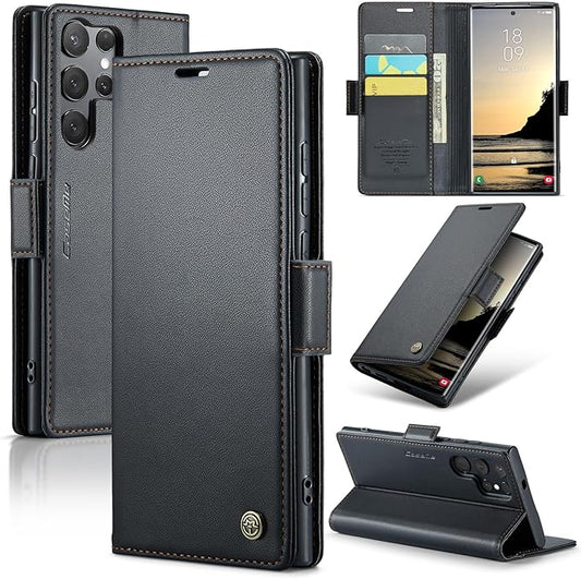 for Samsung Galaxy S25 Ultra Case, Premium PU Leather Wallet Case Flip Cover with [RFID Blocking][Card Holder][Stand Function] Shockproof Protective for Samsung Galaxy S25 Ultra, Black