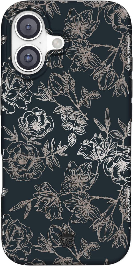 VELVET CAVIAR Case for iPhone 17 | Compatible with MagSafe | 10ft Drop Tested | Protective Designer Cases | Floral Rose Gold Flowers