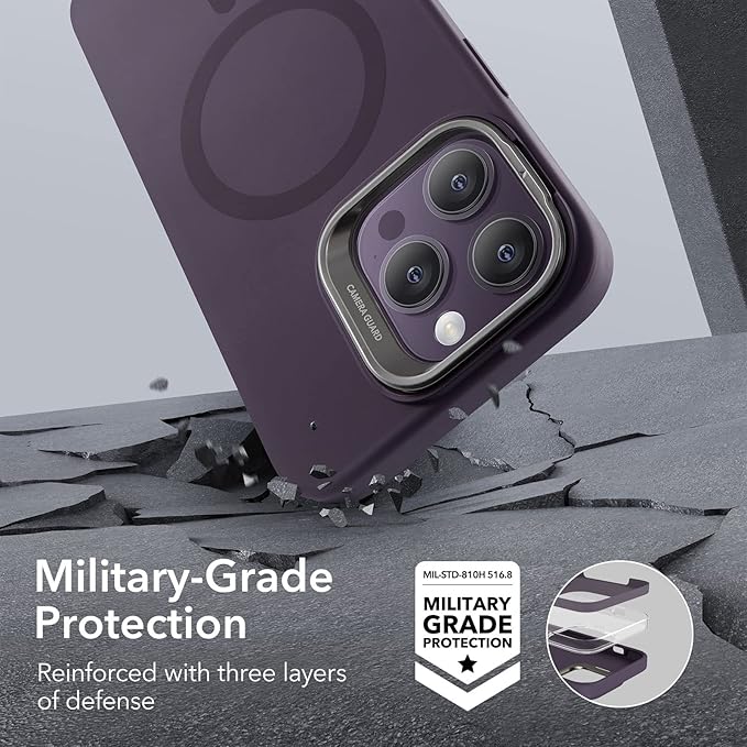 ESR for iPhone 14 Pro Max Case,Compatible with MagSafe Case with Silicone,Military-Grade Protection,Built-in Camera Ring Stand,Magnetic Phone Case for 14 Pro Max,Cloud Kickstand Case HaloLock Purple